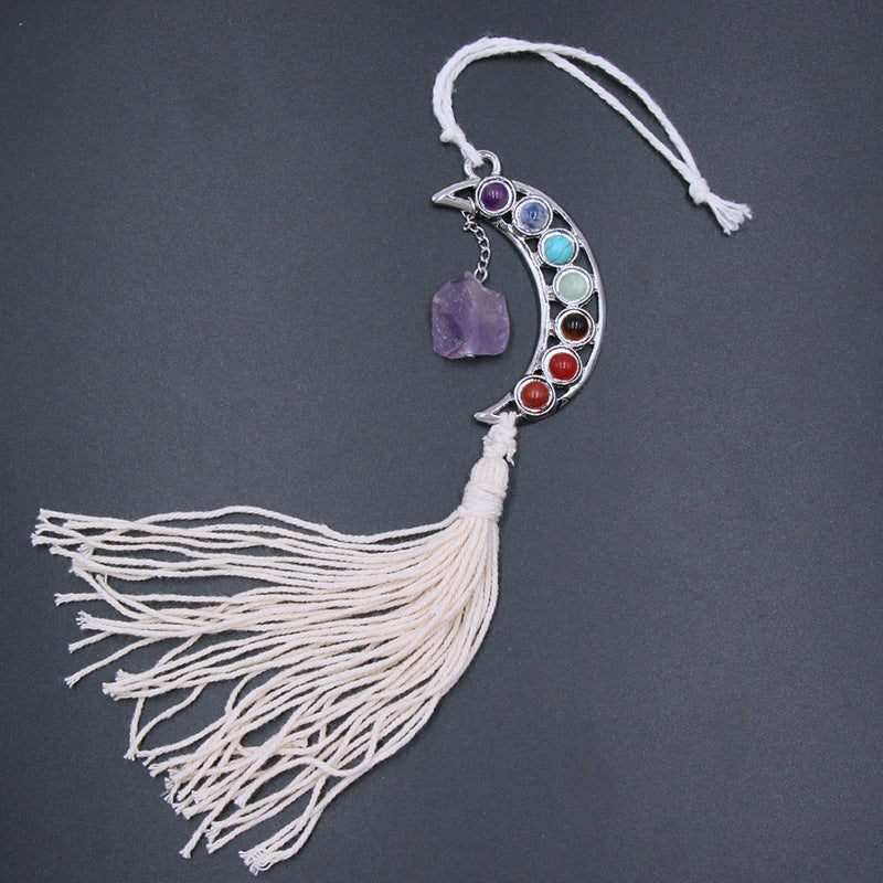 Chakra Moon Crystal Raw Hanging