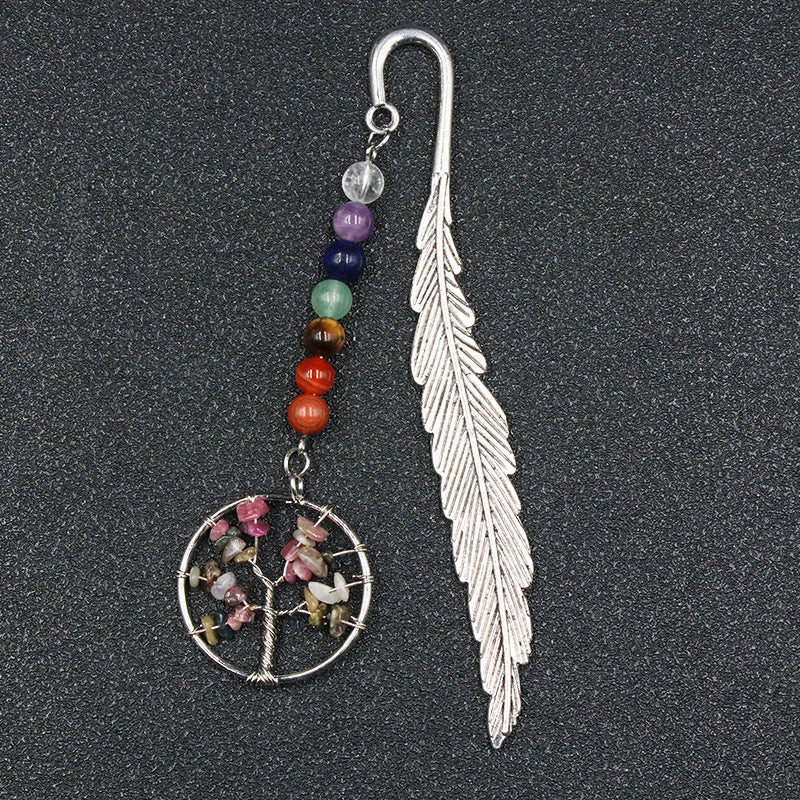 Life Tree Chakra Silver Feather Bookmark