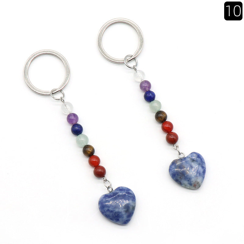 Crystal Heart Stone Chakra Key Chain