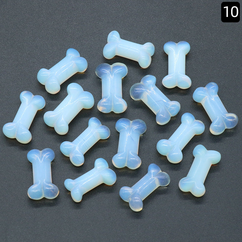 Natural Gem Stones Dog Bone Charms Figurines