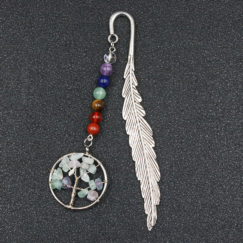 Life Tree Chakra Silver Feather Bookmark