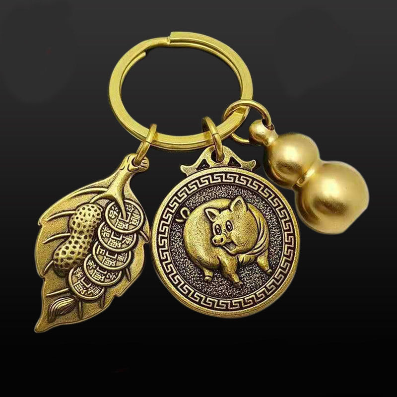 12 Zodiac Animal Brass Keychain