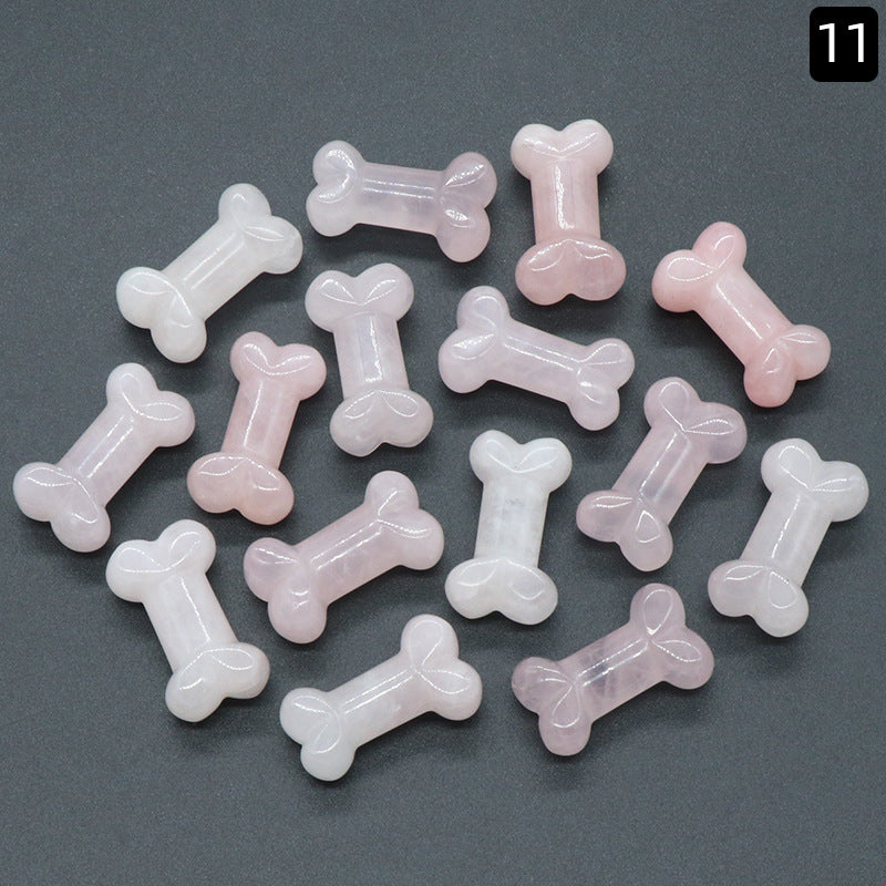 Natural Gem Stones Dog Bone Charms Figurines