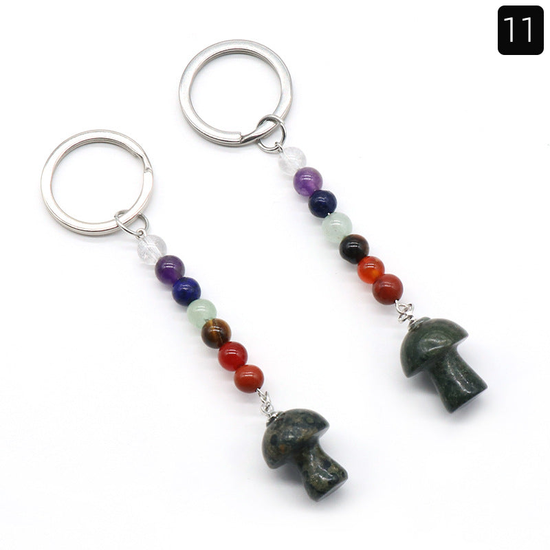 Crystal Mushroom Chakra Key Chain