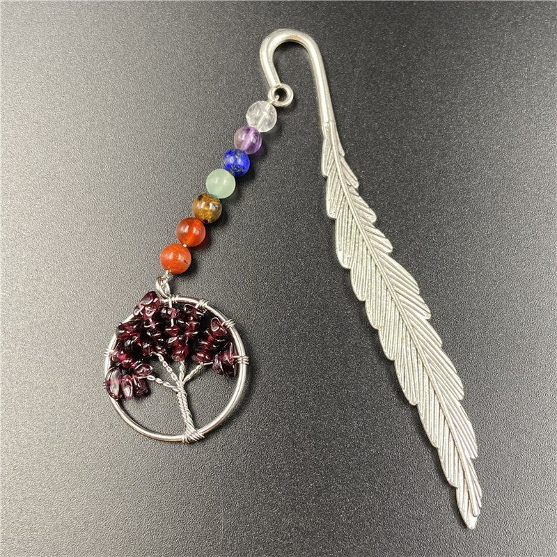 Life Tree Chakra Silver Feather Bookmark