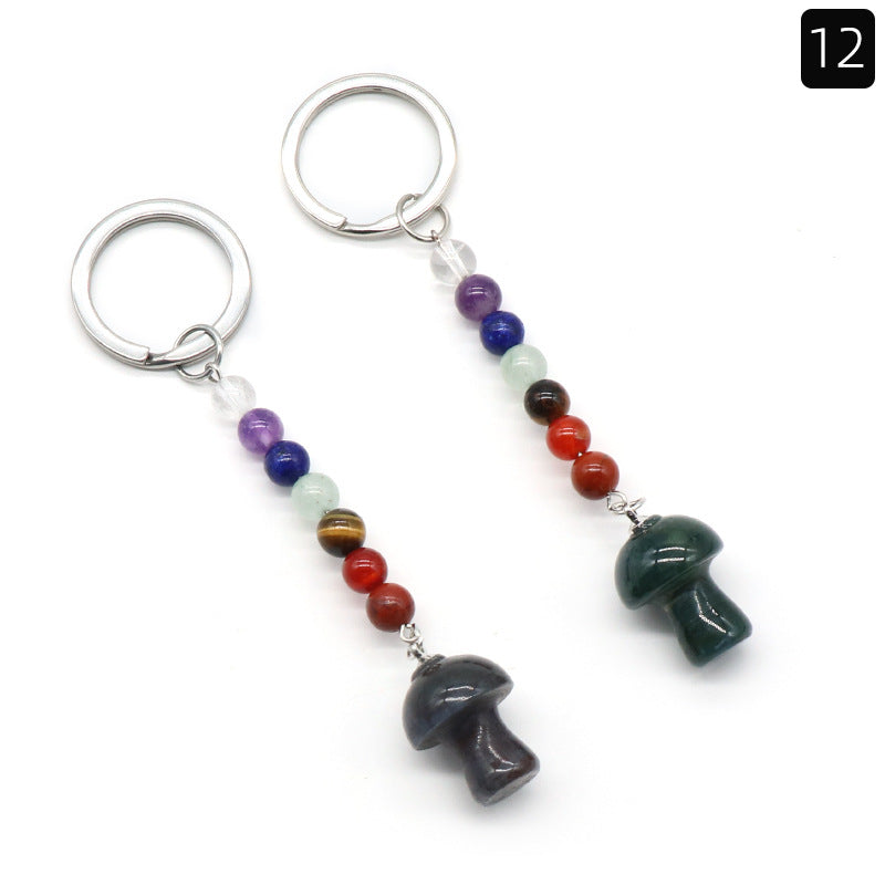 Crystal Mushroom Chakra Key Chain