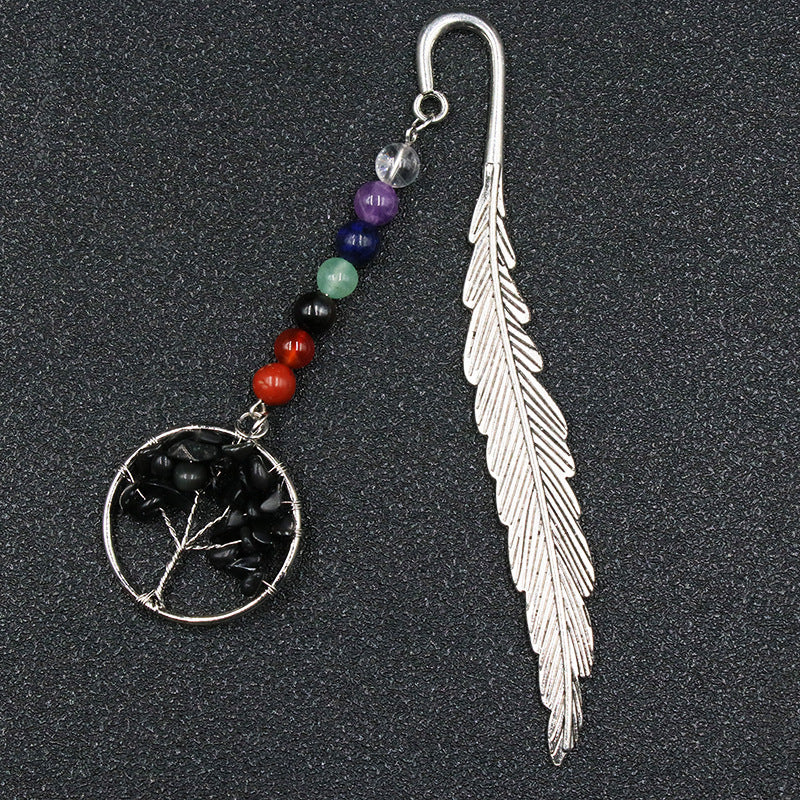 Life Tree Chakra Silver Feather Bookmark