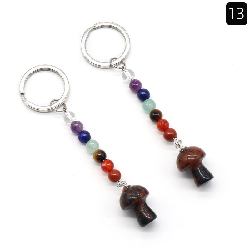 Crystal Mushroom Chakra Key Chain