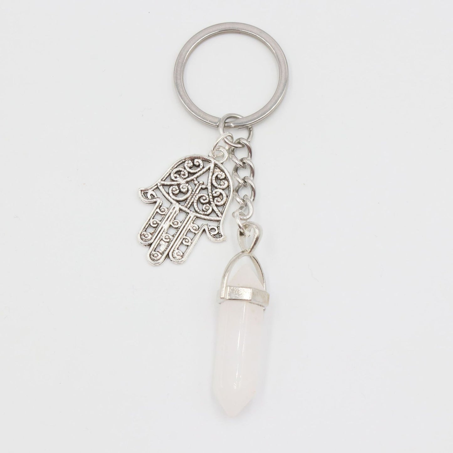 Crystal Point&Hamsa Keychain