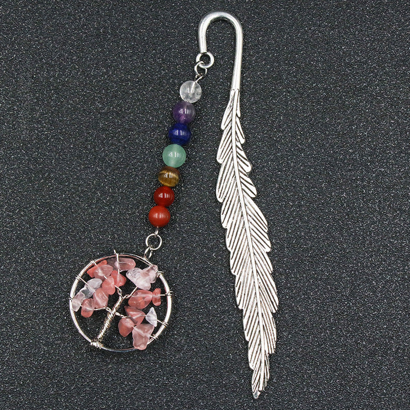 Life Tree Chakra Silver Feather Bookmark