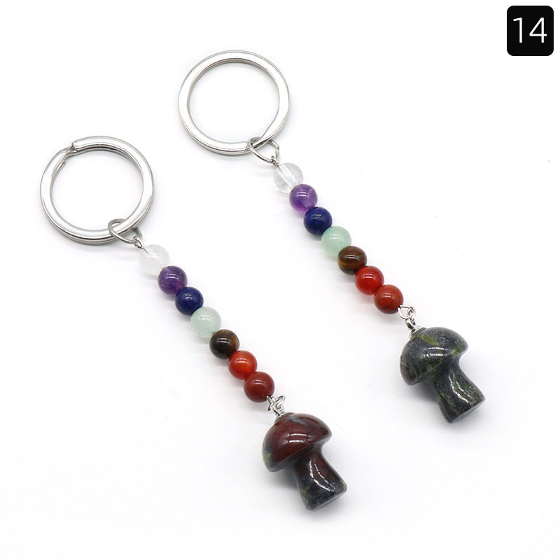 Crystal Mushroom Chakra Key Chain