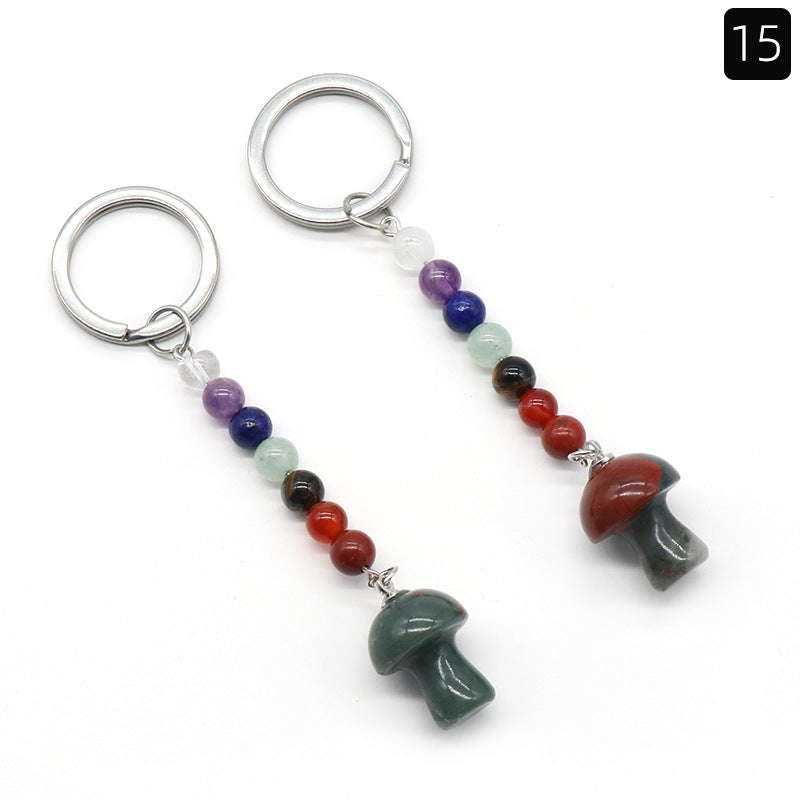 Crystal Mushroom Chakra Key Chain