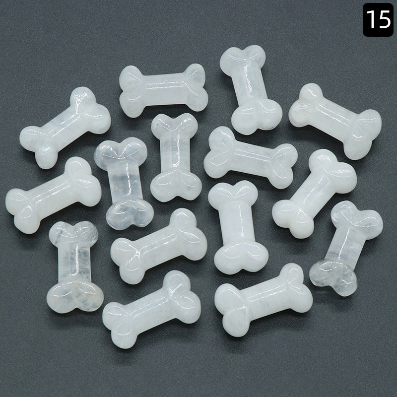 Natural Gem Stones Dog Bone Charms Figurines