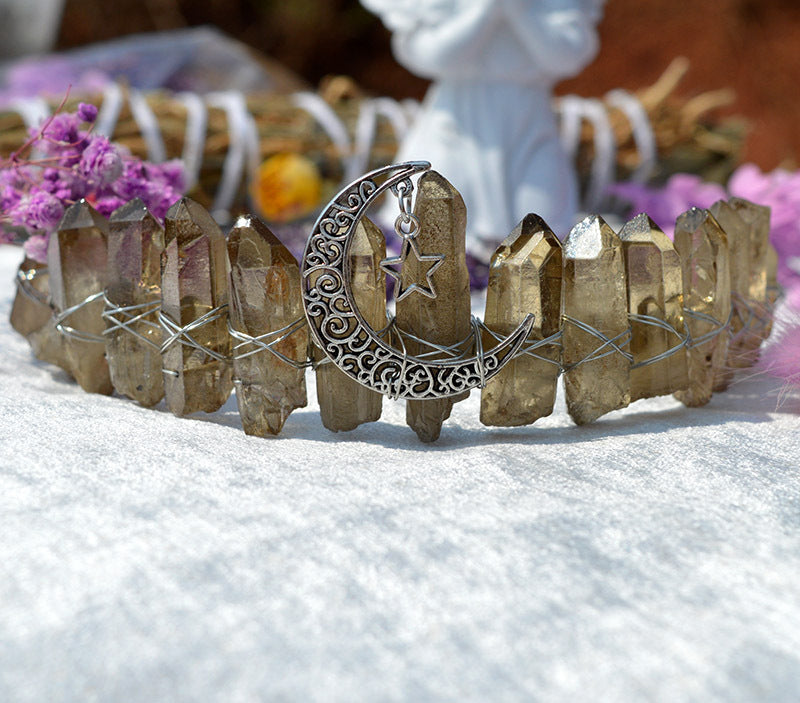 Raw Crystal Quartz Crown Headband