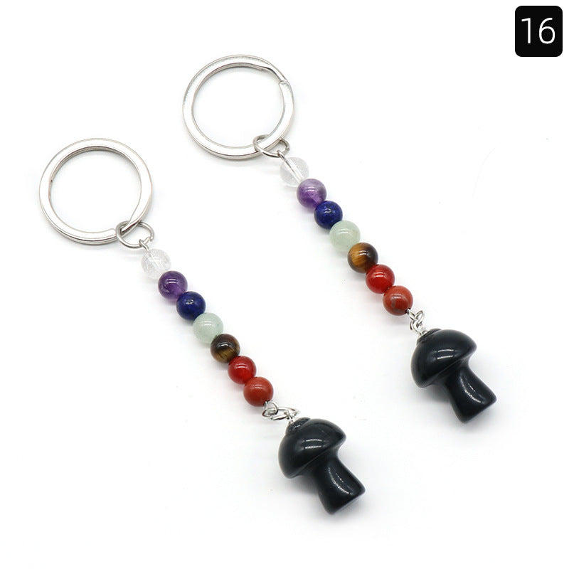 Crystal Mushroom Chakra Key Chain