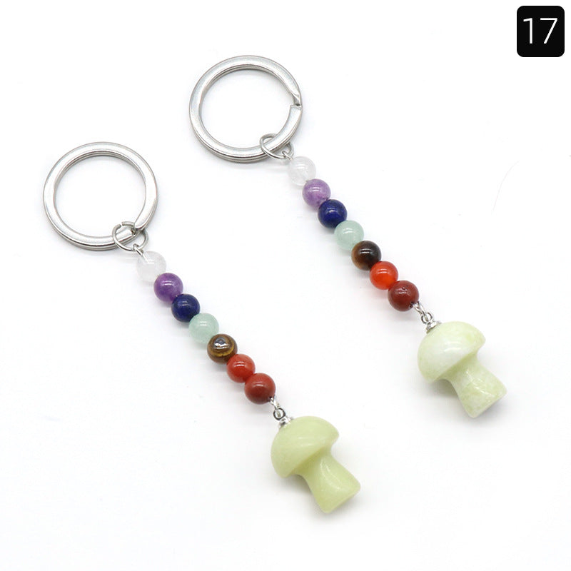 Crystal Mushroom Chakra Key Chain