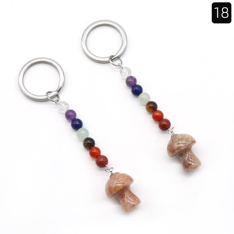 Crystal Mushroom Chakra Key Chain