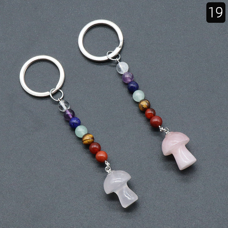 Crystal Mushroom Chakra Key Chain