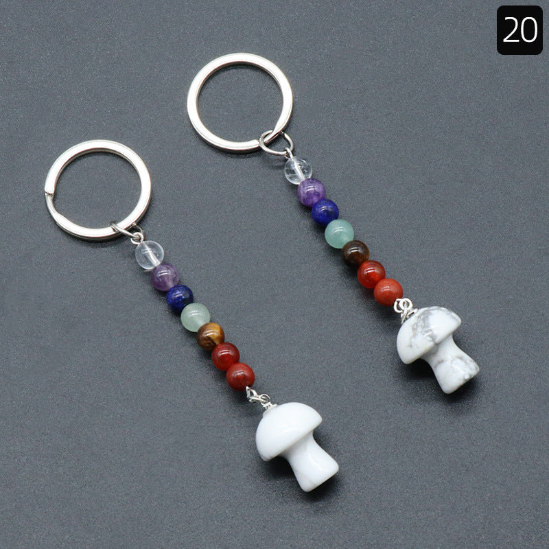 Crystal Mushroom Chakra Key Chain