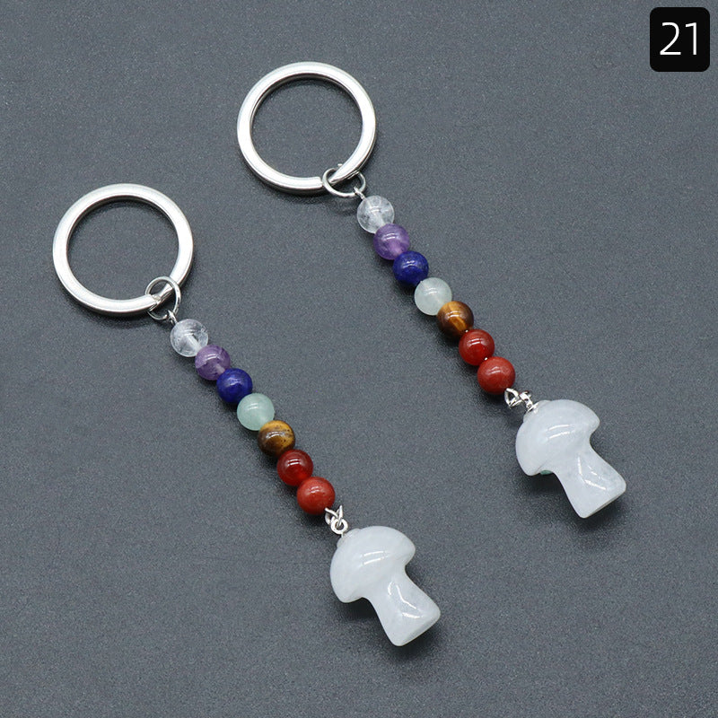 Crystal Mushroom Chakra Key Chain