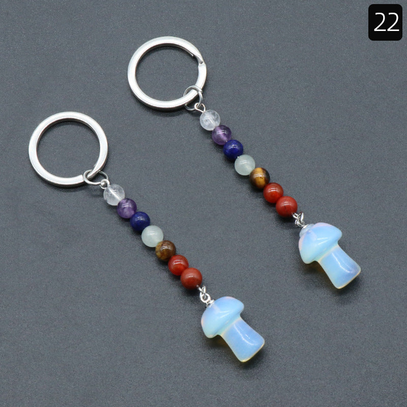 Crystal Mushroom Chakra Key Chain