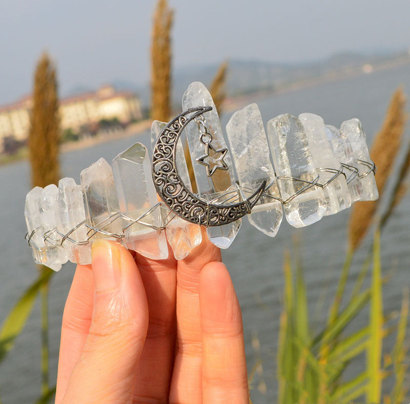 Raw Crystal Quartz Crown Headband